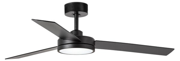 FARO BARCELONA Ventilator de tavan cu LED Barth lumină, negru, Negru, Camera de zi / sufragerie, Lemn, Modern