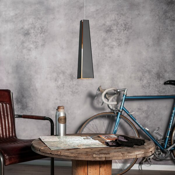 FARO BARCELONA Lampă pendul din aluminiu Pluma, LED, negru-auriu, Negru, Camera de zi / sufragerie, Metal, Modern
