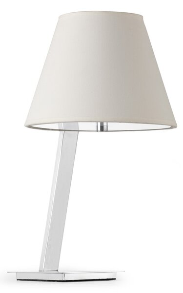 FARO BARCELONA Lampă de masă Moma cu abajur textil, alb, Alb, Camera de zi / sufragerie, Metal, Modern