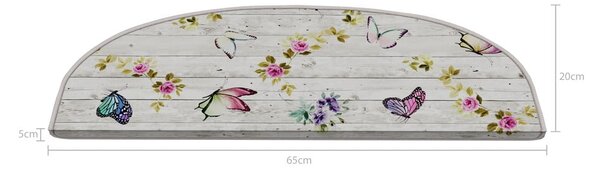 Covorașe pentru scări crem 16 buc. 20x65 cm Butterfly Life – Vitaus