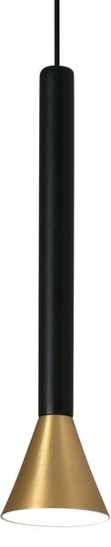 FARO BARCELONA Lampă pendul LED Danka cilindrică, auriu satinat, Auriu / Alamă, Camera de zi / sufragerie, Metal, Modern