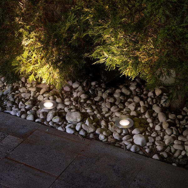 FARO BARCELONA Spot LED încastrabil, bază, culoare nichel, Ø 9 cm, aluminiu/oțel inoxidabil, Gri, Aluminiu, Încastrate în sol