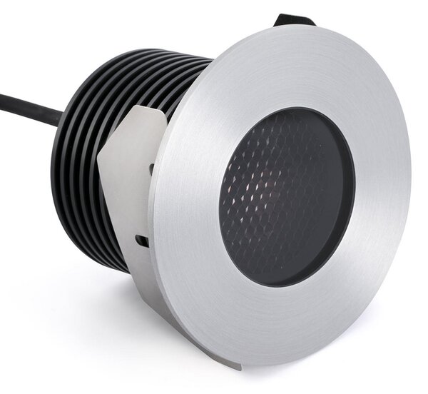 FARO BARCELONA Spot LED încastrabil, bază, culoare nichel, Ø 9 cm, aluminiu/oțel inoxidabil, Gri, Aluminiu, Încastrate în sol