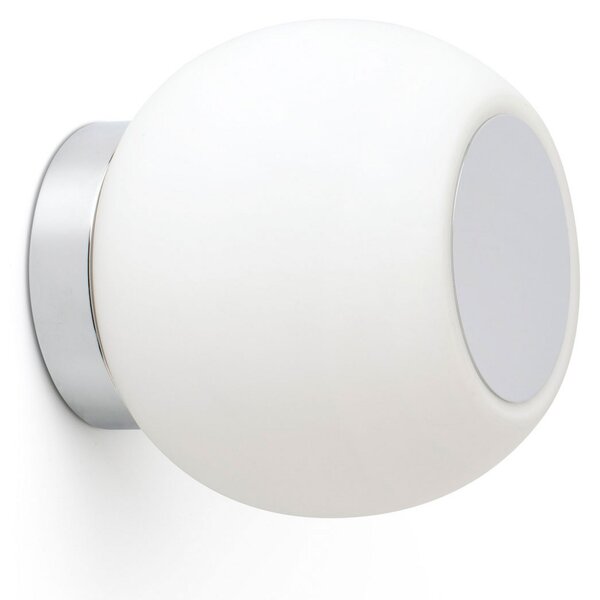 FARO BARCELONA Aplică de perete LED Moy crom cu abajur sticlă, Metalic, Camera de zi / sufragerie, Sticlă, Modern