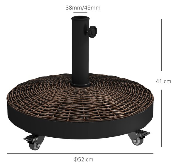 Outsunny Bază pentru Umbrelă de Grădină Rotundă cu 4 Roți și Frâne, Ø52x41 cm, Bronz | Aosom Romania
