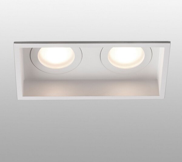 FARO BARCELONA Lampă încastrată Hyde, 2 becuri IP44 pe alb, reglabil, Alb, Hol, Metal, Modern