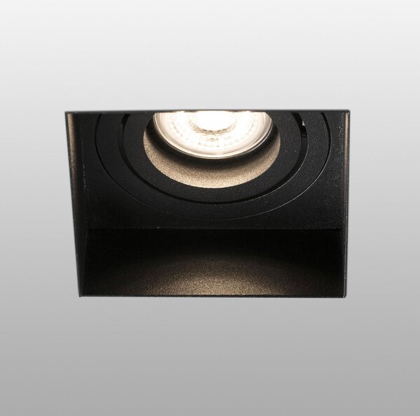 FARO BARCELONA Spot încastrat Hyde 1 bec unghiular pivotant negru, reglabil, Negru, Hol, Metal, Modern