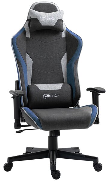 Vinsetto Scaun de Gaming Ergonomic cu Cotiere, Tetieră și Înălțime Reglabile, 66x53x128-138 cm, Albastru | Aosom Romania