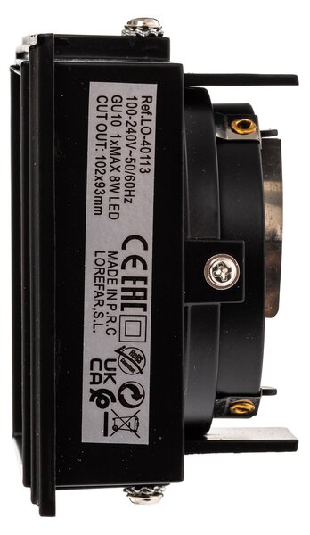 FARO BARCELONA Spot încastrat Hyde 1 bec unghiular pivotant negru, reglabil, Negru, Hol, Metal, Modern