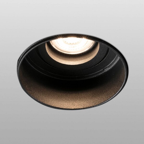 FARO BARCELONA Spot încastrat Hyde 1 bec rotund pivotant negru, reglabil, Negru, Hol, Metal, Modern