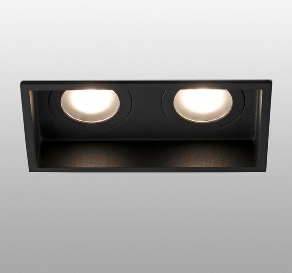 FARO BARCELONA Lampă încastrată Hyde, 2 becuri IP44 pe negru, reglabil, Negru, Hol, Metal, Modern