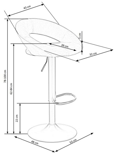 Scaun de bar Kaiden, negru