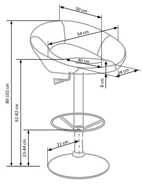 Scaun de bar Gardiner, negru/argintiu