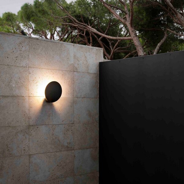 FARO BARCELONA Aplică LED de exterior Lotus antracit, Negru, Metal, Modern