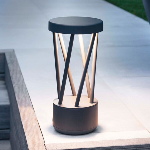 FARO BARCELONA Lampă LED cu postament Twist, Negru, Metal, Modern