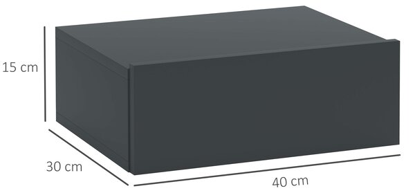 HOMCOM Noptieră Suspendată cu Sertar din PAL, 40x30x15 cm, Negru | Aosom Romania