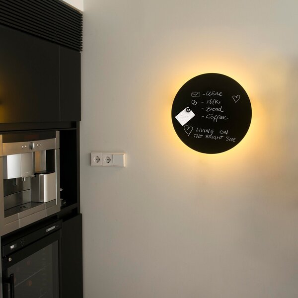 FARO BARCELONA Aplică Board LED-uri, se poate inscripționa 45cm, Negru, Camera de zi / sufragerie, Piatră, Modern
