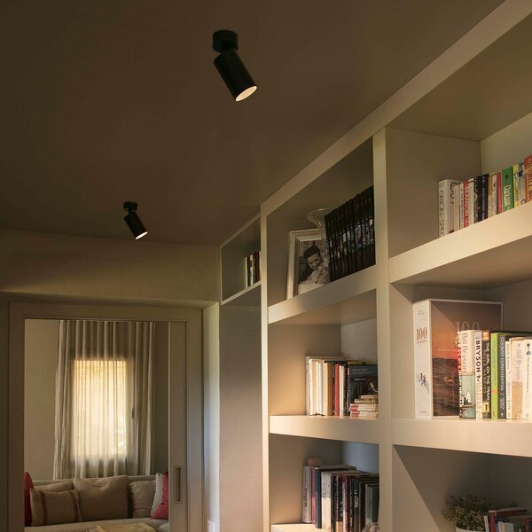 FARO BARCELONA Spot LED Stan, negru, Negru, Camera de zi / sufragerie, Metal, Modern, Plafon semicircular cu spațiere