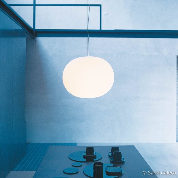 FLOS Glo-Ball - lampă suspendată sferică 33 cm, reglabil, Alb, Camera de zi / sufragerie, Sticlă, Design, glob