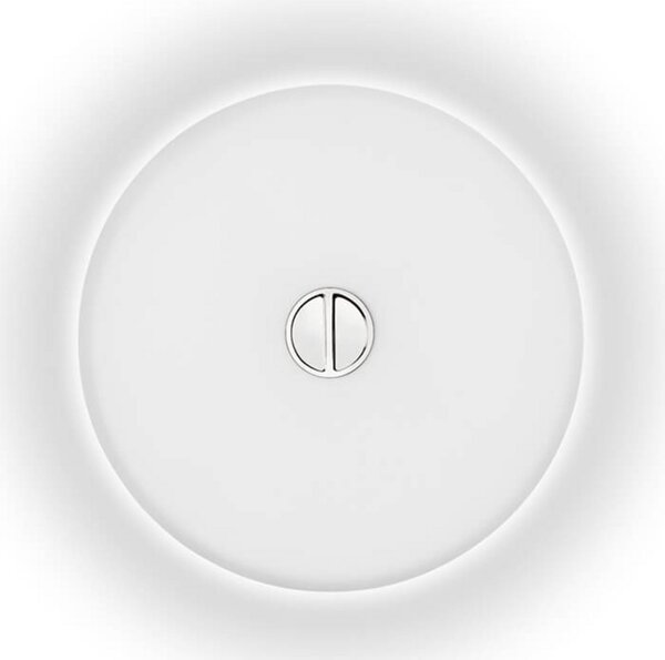 FLOS Mini buton plafonieră din sticlă, reglabil, Alb, Baie, Sticlă, Design, Perete rotund