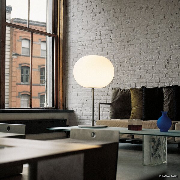 FLOS Glo-Ball Table 1 lampă de masă, argintiu mat, reglabil, Alb, Camera de zi / sufragerie, Sticlă, Design, glob
