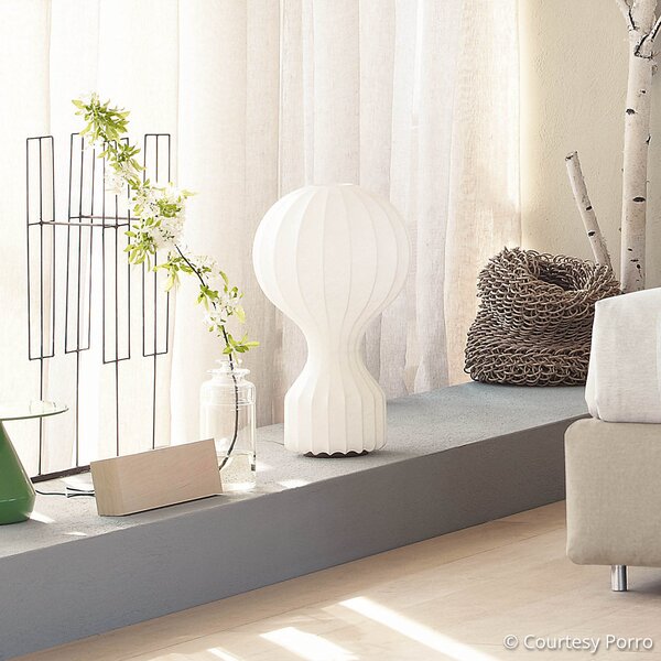 FLOS Lampă de masă design Gatto, alb, înălțime 56 cm, reglabil, Alb, Camera de zi / sufragerie, Țesătură / Textil, Design