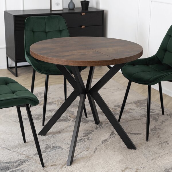 Masă sufragerie extensibilă Desistir (stejar rustic + negru) (pentru 4-8 persoane). 1119016