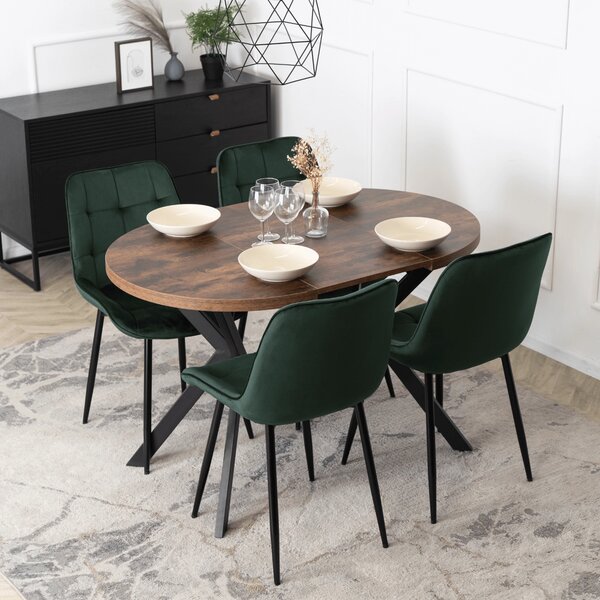 Masă sufragerie extensibilă Desistir (stejar rustic + negru) (pentru 4-8 persoane). 1119016