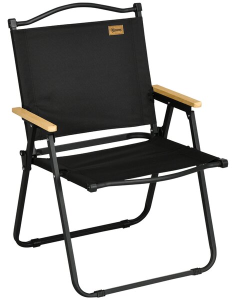 Outsunny Scaun de Camping și Plajă Pliabil cu Cotiere, 54x59x78 cm, Negru | Aosom Romania