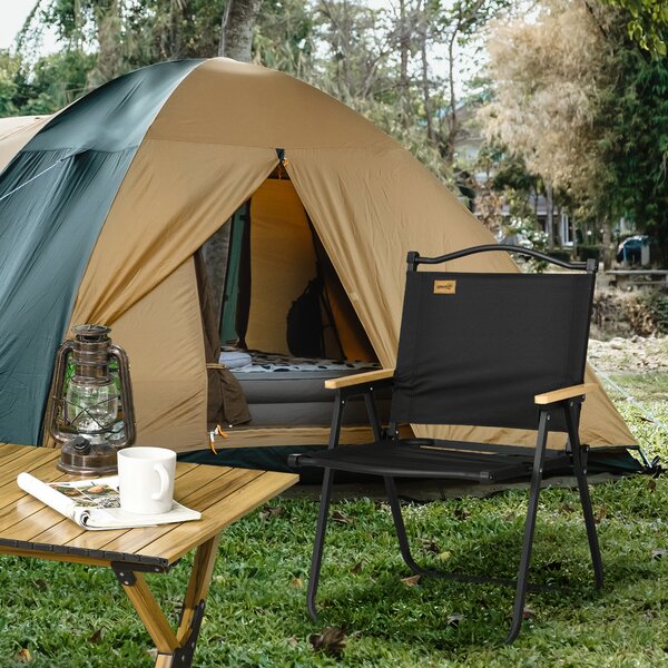 Outsunny Scaun de Camping și Plajă Pliabil cu Cotiere, 54x59x78 cm, Negru | Aosom Romania