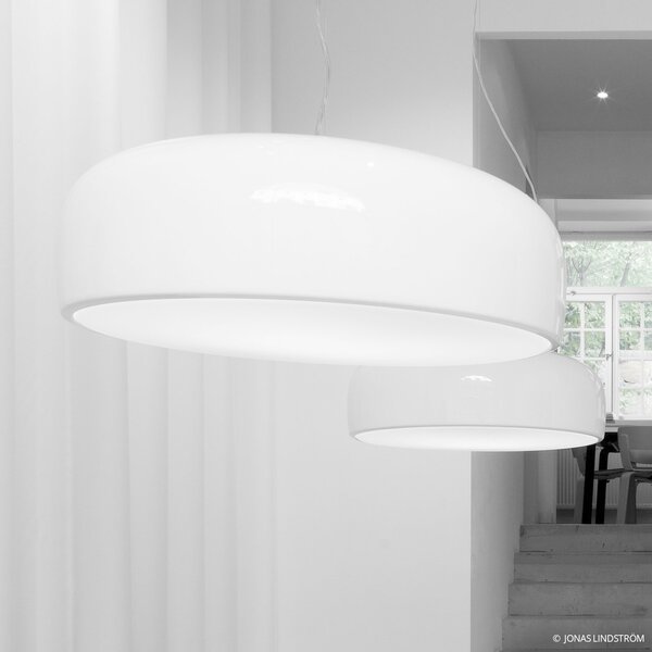 FLOS Smithfield S lampă suspendată în alb, reglabil, Alb, Camera de zi / sufragerie, Metal, Design
