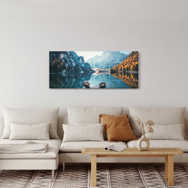 Tablou - Bărci pe Lacul Braies (120x50 cm)