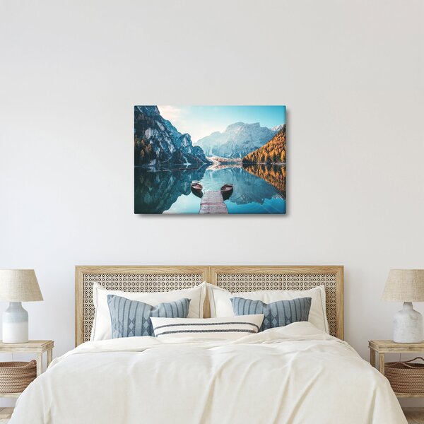Tablou - Bărci pe Lacul Braies (70x50 cm)