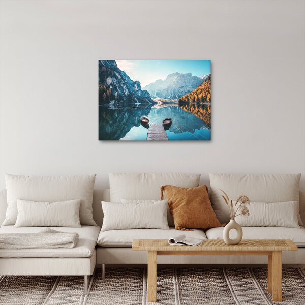 Tablou - Bărci pe Lacul Braies (70x50 cm)