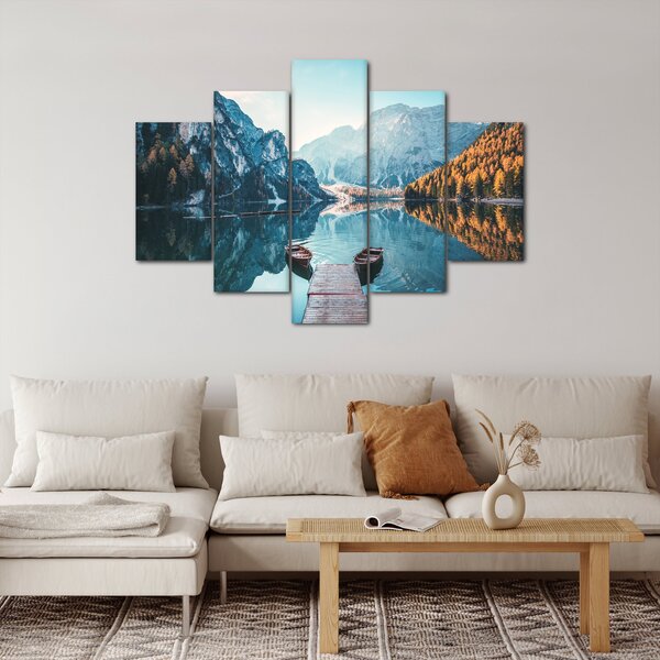 Tablou - Bărci pe Lacul Braies (150x105 cm)