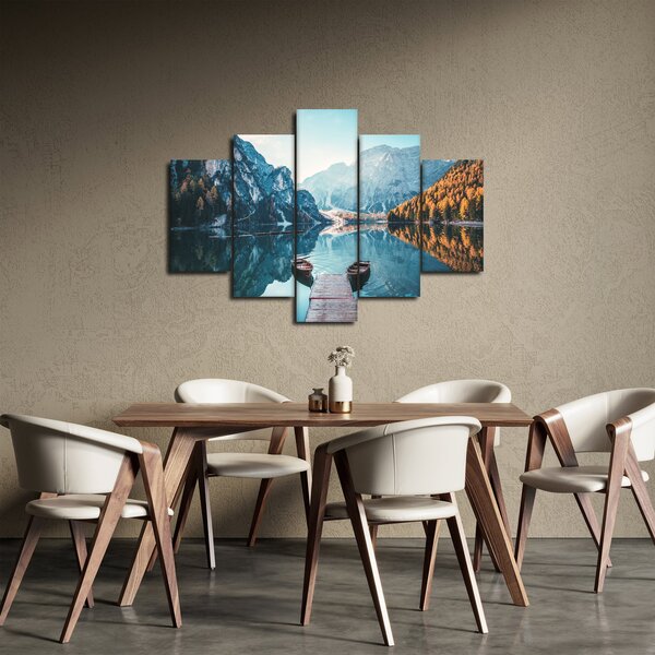 Tablou - Bărci pe Lacul Braies (150x105 cm)