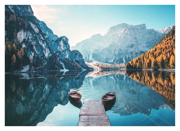 Tablou - Bărci pe Lacul Braies (70x50 cm)