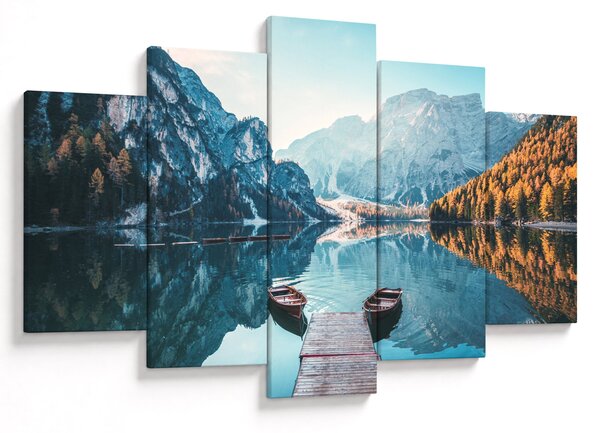 Tablou - Bărci pe Lacul Braies (150x105 cm)