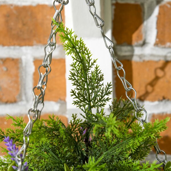 Outsunny Set 2 Plante Artificiale de Lavandă cu Ghiveci și Cârlig, Ø25x34 cm, Verde și Violet | Aosom Romania
