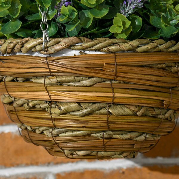 Outsunny Set 2 Plante Artificiale de Lavandă cu Ghiveci și Cârlig, Ø25x34 cm, Verde și Violet | Aosom Romania