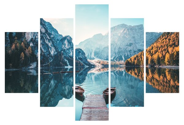 Tablou - Bărci pe Lacul Braies (150x105 cm)