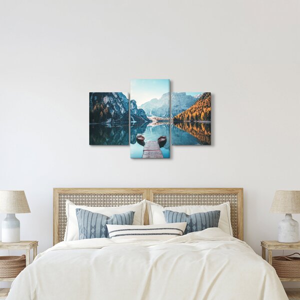 Tablou - Bărci pe Lacul Braies (90x60 cm)
