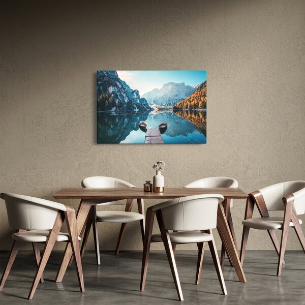 Tablou - Bărci pe Lacul Braies (90x60 cm)