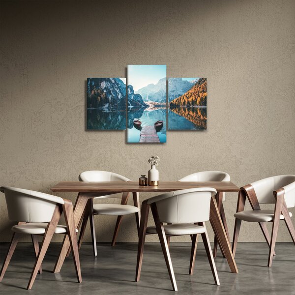 Tablou - Bărci pe Lacul Braies (90x60 cm)