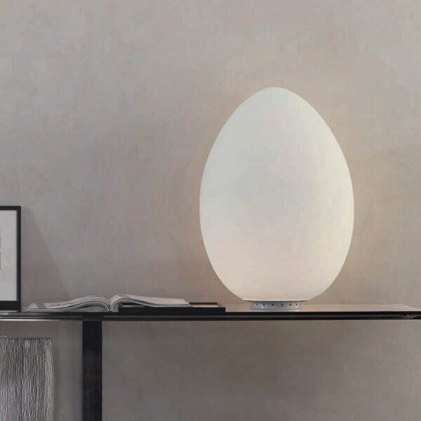 Fontana Arte Uovo lampă de masă 27 cm, Alb, Camera de zi / sufragerie, Metal, Design