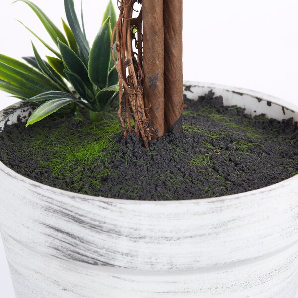 HOMCOM Set 2 Plante Artificiale Sferice cu Flori de Lavandă şi Vas, Ø24x60 cm, Verde | Aosom Romania