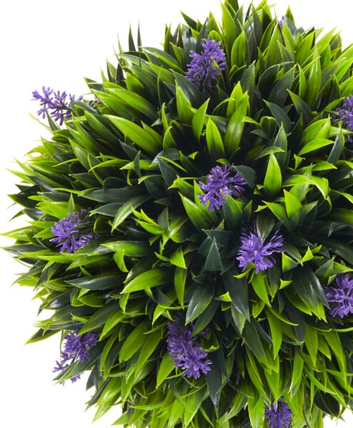 HOMCOM Set 2 Plante Artificiale Sferice cu Flori de Lavandă şi Vas, Ø24x60 cm, Verde | Aosom Romania