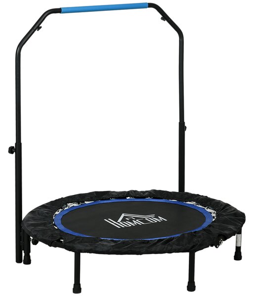 HOMCOM Trambulină Elastică Pliabilă cu Mâner Reglabil, Ø102x99123 cm, Albastru | Aosom Romania
