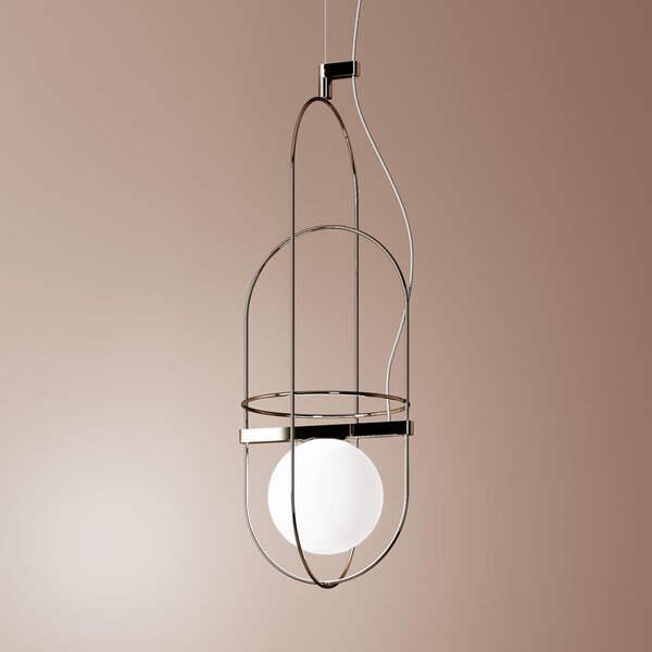 Fontana Arte Setareh - lampă suspendată LED crom, reglabil, Metalic, Camera de zi / sufragerie, Metal, Design