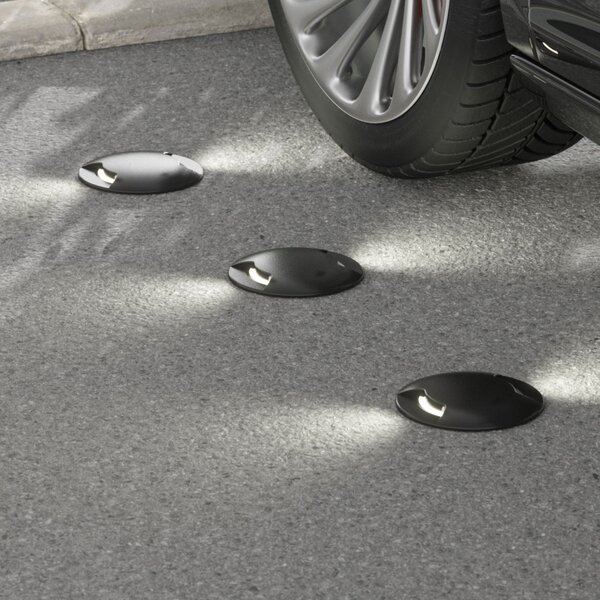 Fumagalli Lampă încastrare sol Ceci 160-2L rotundă 10W CCT, Negru, Plastic, Modern, Corpuri de iluminat încastrate rotunde